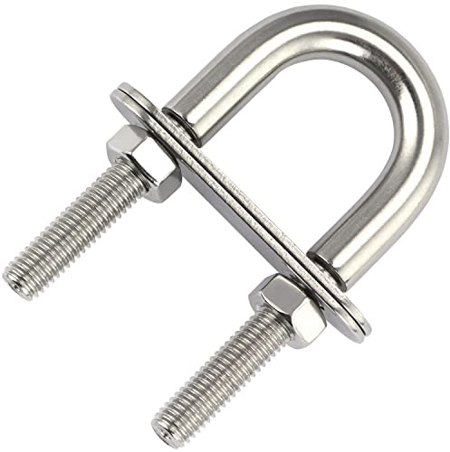 OPIOL QUALITY® U-Bolzen M10x80 mm aus Edelstahl A4 V4A (2 Stück) Gewindebügel Gewindebolzen Rundstahlbügel Bügelbolzen mit Platten und Muttern Boot Anhänger
