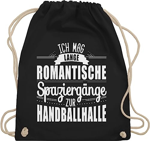 Turnbeutel Rucksack - Handball WM 2023 Trikot Ersatz - Ich mag lange romantische Spaziergänge zur Handballhalle - Unisize - Schwarz - handballbeutel handballer stoffrucksack beutel hanball stoff
