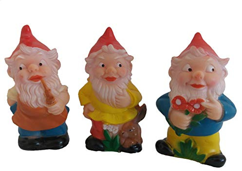 Frankenland Design 3er Set Mini Gartenzwerge mit Stäben, ca. 10 cm Gross, Made in Germany