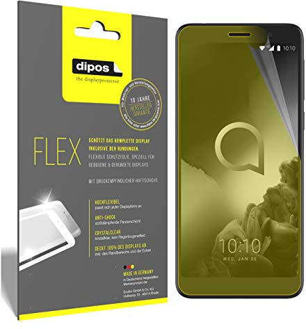 dipos FLEX 3x Displayschutzfolie klar für Alcatel 1X (2019) | 100% Displayabdeckung, Full Cover, Anti-Shock, selbstheilend, blasenfrei, Fingerprint-kompatibel, selbstklebend