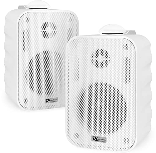 Power Dynamics BGO30 Enceintes Passives 2 Voies 60 Watts, Blanches, Woofer 3, Livré par Paire, Intérieur ou Extérieur, Grille en Aluminium et Support de Montage, Résiste aux Intempéries