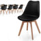 MIADOMODO® Esszimmerstühle 2er 4er 6er 8er Set - Skandinavischer Stil, Modern, Gepolstert mit Sitzkissen, aus Kunststoff & Massivholz, Farbwahl - Küchenstuhl, Wohnzimmerstuhl, Stühle (8er, Schwarz)