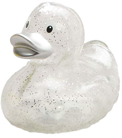 Duckshop I Badeente Glitzer transparent Silber I Quietscheente I L: 9 cm