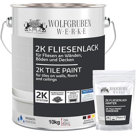 WO-WE 2K Fliesenlack – Fliesenfarbe für Küche, Badezimmer, Wand- & Bodenfliesen – Quarzgrau ähnl. RAL 7039-10Kg