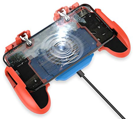 KUANDARMX easy to use controller Mobile Gamepad Controller cool fan Trigger Shooter for Phone Joystick Holder Cooler Fan gift, red