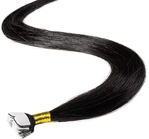 hair2heart Premium Mini Tape Extensions Echthaar - 12 Tapes 40cm 4/0 mittelbraun