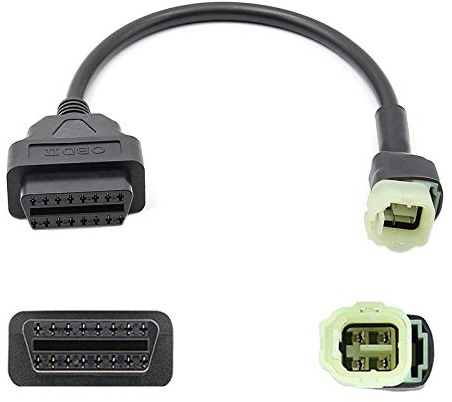 Bolwins F92CS OBD2 auf 4-Pin Diagnose Adapter Kabel, 30cm OBD2 Verlängerungskabel für Motorrad, OBD2 Diagnose Interface Adapter