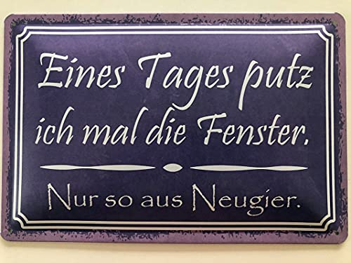 Metall Schild 20x30cm Eines Tages putz ich mal die Fenster Sprüche Blechschild