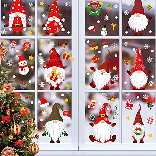 Fensterbilder Weihnachten Selbstklebend Weihnachtsdekoration Fensterdeko mit typischen Motiven Schneeflocke Tannenbaum Rentier Fensteraufkleber