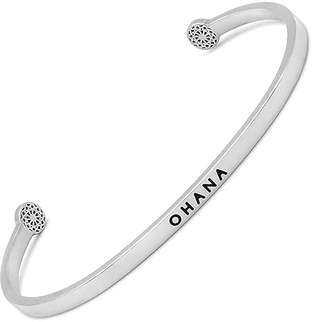 SIMPLE PLEDGE | Ohana Armreif | Armband Damen mit Gravur in Silber, Gold, Roségold | Perfekt als Schmuck Geschenk | Schwarze Gravur