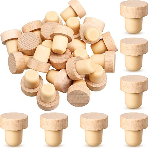 Yalikop 24 Pcs T Shaped Cork Plugs Reusable Wooden & Rubber Wine & Beer