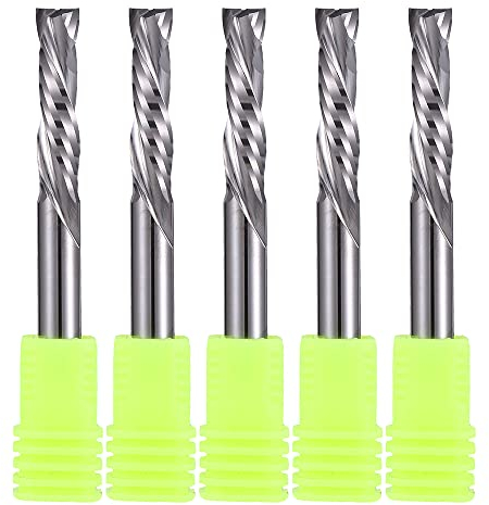 EU_HOZLY 5 Stück Hartmetall-Kompressionsfräser Up&Down 2 Nuten Schaftfräser 6 mm (0,236 Zoll) Schaft mit 6 mm (0,236 Zoll) Schnittdurchmesser, 25 mm (0,984 Zoll) Schnittlänge für CNC-Fräsmaschine