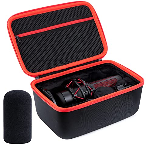 YOUSHARES QuadCast MikrofonTasche mit MikrofonAbdeckung aus Schaumstoff – MikrofonHülle, harte Tragetasche mit Windschutzscheibe, kompatibel mit HyperX QuadCast Mic und HyperX QuadCast S