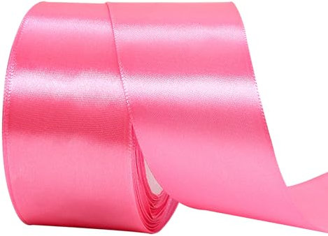 Satinband Pfirsichrot 50mm, 23 Meters Dekoration Präsent Geschenkband breit Schleifenband, Stoffband für kleid Hochzeit, Taufe und Geburtstag Geschenke,Satin Dekoband, Deko Band Geschenkverpackung