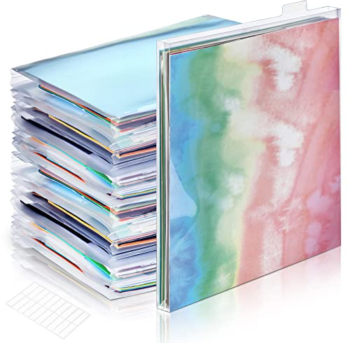 Scrapbook-Papier-Aufbewahrungs-Organizer, transparent, Kunststoff-Papierhalter mit anpassbaren Registerkarten zum Halten von Papier, Fotos, Vinylpapier, Scrapbook, Papier (40 Stück)