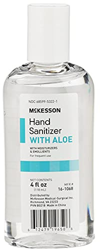 McKesson Hand Sanitizer with Aloe, 62% Ethyl Alcohol, 4 oz, 1 Count, 24 Packs, 24 Total