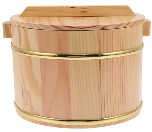 STOBAZA 1 Juego De Contenedores De Ensalada De Barril De Arroz Contenedor Para Arroz Sushi Oke Tina Para Mezclar Arroz Recipiente De Madera Para Hangiri Recipiente Para Cocinar