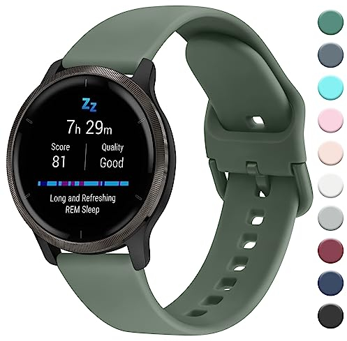Vancle für Garmin Venu 2 Armband für Damen Herren,22mm Silikon Sport Ersatzarmband Uhrenarmband für Garmin Vivoactive 4 Armband/Forerunner 255 Music 46mm Armband(Avocadogrün)