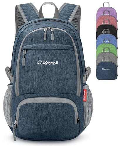 ZOMAKE Kleiner Bag Faltbarer Rucksäcke 25L - Leichter Tagesrucksack für Reisen Wandern Outdoor,Klein Wanderrucksack für Damen Herren und Kinder(Saphirblau)