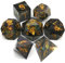 Haxtec Sharp Edge Würfel Set DND Würfel Schwarz Harz Würfel Iridence Mylar Galaxy D&D Würfel für RPG Rollenspiel Dungeons und Drachen Geschenk