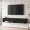 [en.casa] TV Board Laitila TV Schrank mit 2 Ablagen 2 Schranktüren Lowboard Fernsehtisch 180 x 31,5 x 29,5 cm Sideboard hängend Schwarz