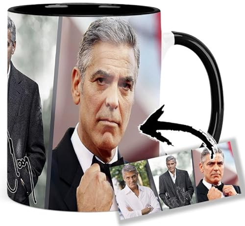 George Clooney Tasse Innen & Henkel Schwarz Keramikbecher Mug