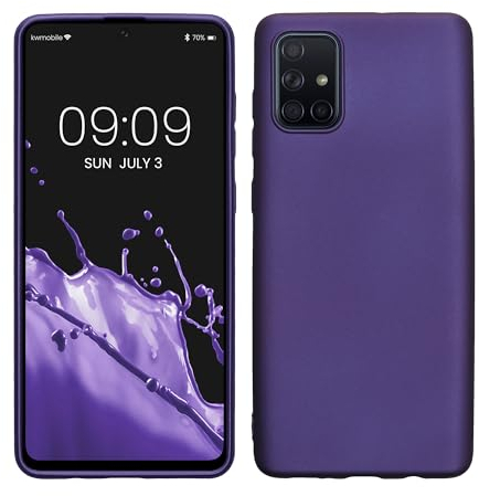 kwmobile Case kompatibel mit Samsung Galaxy A71 Hülle - Schutzhülle aus Silikon metallisch schimmernd - Handyhülle Metallic Blauviolett