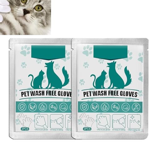 KOAHDE Pet No Washing Glove,Pet Wash Free Cleaning Gloves,Pet Grooming Gloves Disposable,Pets Grooming Wipes for Dogs & Cats,Dog Wipes Cleaning Deodorizing,Gentle Deodorizing Pet Finger Wipes,4PCS