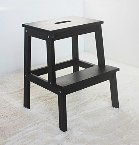 Taburete de Madera con Peldaños Sillas Multifuncionales Escalera para el hogar Simple de Dos Capas, 6 Colores, 2 tamaños Taburetes con Peldaños (Color: Negro, Tamaño: 39.5 * 35 * 35 cm)