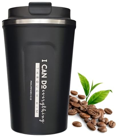 Philippians 4:13 Bible Verse Christian Travel Mug Cup Birthday Gifts for Women Men Leakproof 3D Printed Tumbler Cooler Stainless Steel 380ml