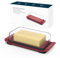 KITCHENDAO Airtight Butter Dish with Lid for Countertop and Fridge, Dishwasher Safe, Plastic Butter Keeper for 2 Sticks East Coast/West Coast/European Style/Kerrygold Butter,Red