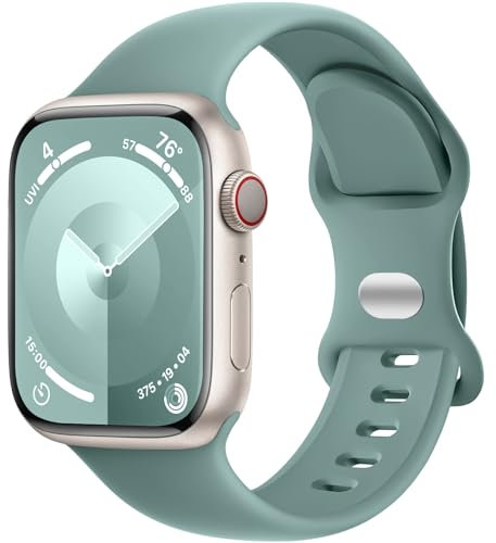 DaQin Sport Band Compatible with Apple Watch Bands 40mm 41mm 42mm 44mm 45mm 46mm 49mm 38mm for Women Men, Soft Silicone Waterproof Strap for iWatch Series 11 10 9 8 7 6 5 4 3 2 1 SE Ultra, Pine Green