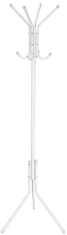 Nakloe Portemanteau sur pied, portemanteau d'entrée pour entrée, portemanteau en métal, 8 crochets, pour manteaux, chapeaux, sacs, parapluies (blanc)