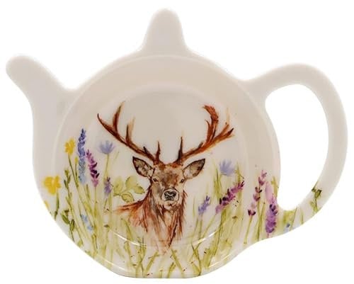 LESSER & PAVEY Melamine Teabag Tidy Rest Drip Tray Plate Highland Stag Animal Nature Print