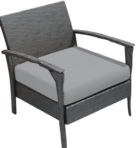 Crescent Textile Outdoor Rattan Chair Seat Pads Cushion Pad Waterproof Material for Garden Furniture Kitchen Dining Living Room Patio Office Coffee Shop Seat Pads (Silver, 45 X 45 X 5cm)