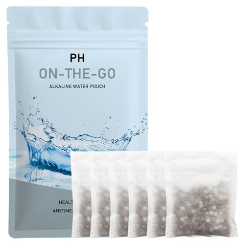 XIGGA Alkaline Water Filter Pouch Super Lasting - 6 Pack, Enhance pH Portable Water Filtration System Purifier Rich in Minerals Balanced Alkali and Acid, Reduce ORP, NO Heavy Metal(White)