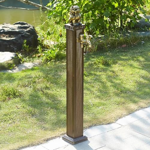 XRRJFYH Robinet Exterieur Antigel Robinet Double Sortie Robinet Extérieur Colonne D'eau Robinet Exterieur Jardin Sur Pied, 2 Arrivées D'eau (Color : Gold, Size : 113cm/44in)