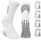 Gogogoal Non-slip Grip Soccer Socks Men Football Sock Women Pilates Sock Breathable Cushioned Cotton Anti-blister Boy Anti Slip Sneaker Trainer Crew Socks Yoga Gym Cycling 5-7.5 White M 4 Pair
