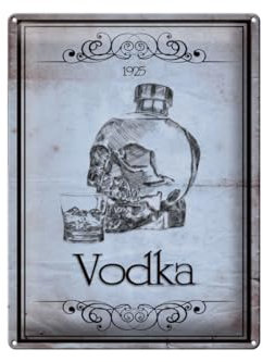 Cartel de chapa de 40 x 30 cm, diseño de botella de vodka con calavera de 1925, estilo retro DekoNo7