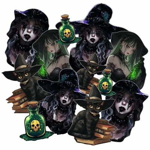 BIKE-label Aufkleber Stickerset Hexe Witch Dekore Auto Laptop Handy X400151VA