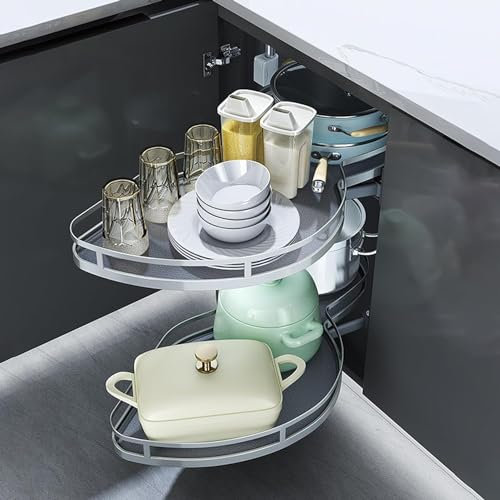 YHKJLYH Küchen-Organizer Küchenschrank Eckauszug Lagerregal Jalousie Eck-Organizer Gewürzschalenregal Soft-Close Eckschrankbeschlag Höhenverstellbar,Rechts offen-700mm