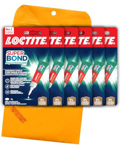 Loctite Repositionable Gel, More time for gluing, Correctable super glue, Convenient Travel Size 6 x 3g