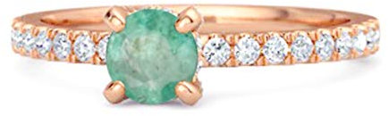Gemma di Smeraldo da 0,1 Ct Placcato in Oro Rosa 925 Sterlina Anello Nuziale d'Argento Anello di Fidanzamento Unico (12)