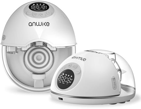 ANWIKE Milchpumpe Elektrisch Doppelt - Ultra-Leise 35dB Elektrische Milchpumpe Freihändig, 12 Stufen 4 Modi mit Modus-Speicherfunktion, Wiederaufladbare Milchpumpe Handsfree mit Flansch Einsätze, Weiß