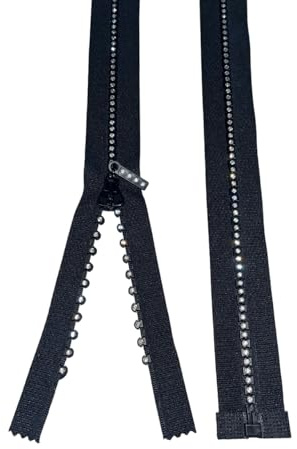 Cerniera lampo con strass 50cm Col. Nero