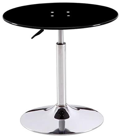 Runder Bartisch aus Glas, höhenverstellbar, gehärtetes Glas, Balkontisch, klein, 70 cm, schwarz, modern, verstellbarer Glastisch für Zuhause oder Büro