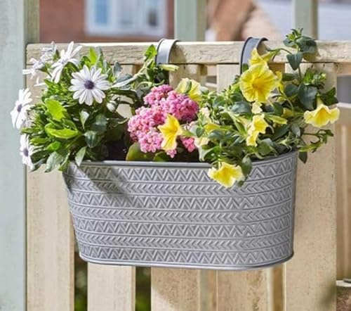 12in Fence & Balcony Hanging Planter - Aztec - Slate