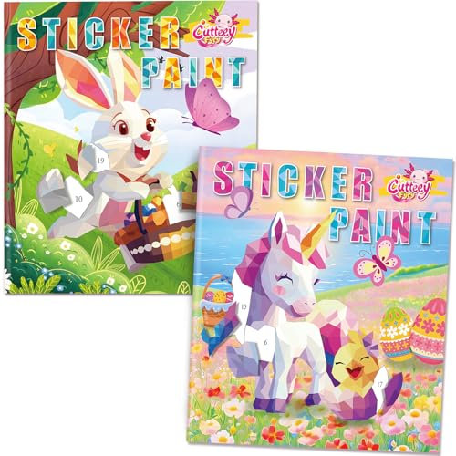 CutteeyFyry 2pcs Einhorn Stickerbuch FüR Kinder Alter 4-8,Stickern Nach Zahlen Kinder,Number Stickers Zur Verbesserung Der Intelligenz,Flugzeug AktivitäTen FüR Kinders Geburtstagsfeier