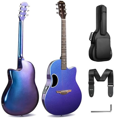 CAHAYA Carbon Fiber Electro-Acoustic Guitar Kit with Bag and Strap | Built-In Pickup Rich Resonance & Warm Tone Lightweight for Travel & Performance Ready