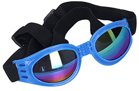 Fydun Haustier-Sonnenbrille, Sommer, Faltbare Hundeschutzbrille für Mittelgroße und Große Hunde, Schwarz, für Familien (Blue)